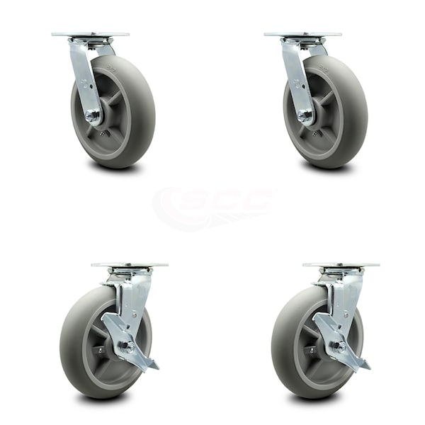 Lavex Lodging Housekeeping Cart Caster Set - 2 Swivel with Brake 2 Swivel - SCC